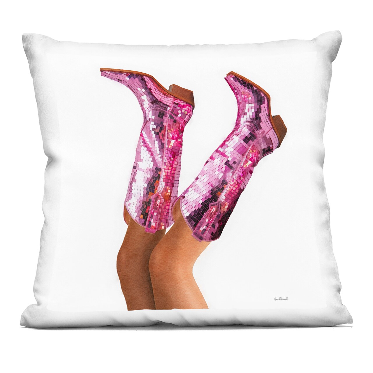Stupell Industries Pink Glam Cowgirl Boots Decorative Printed Pillow design by Amanda Greenwood, 18 x 7 x 18